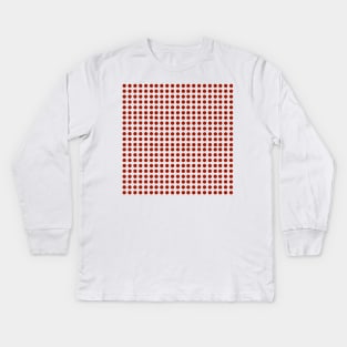 Red Polka Dots on White Background Kids Long Sleeve T-Shirt